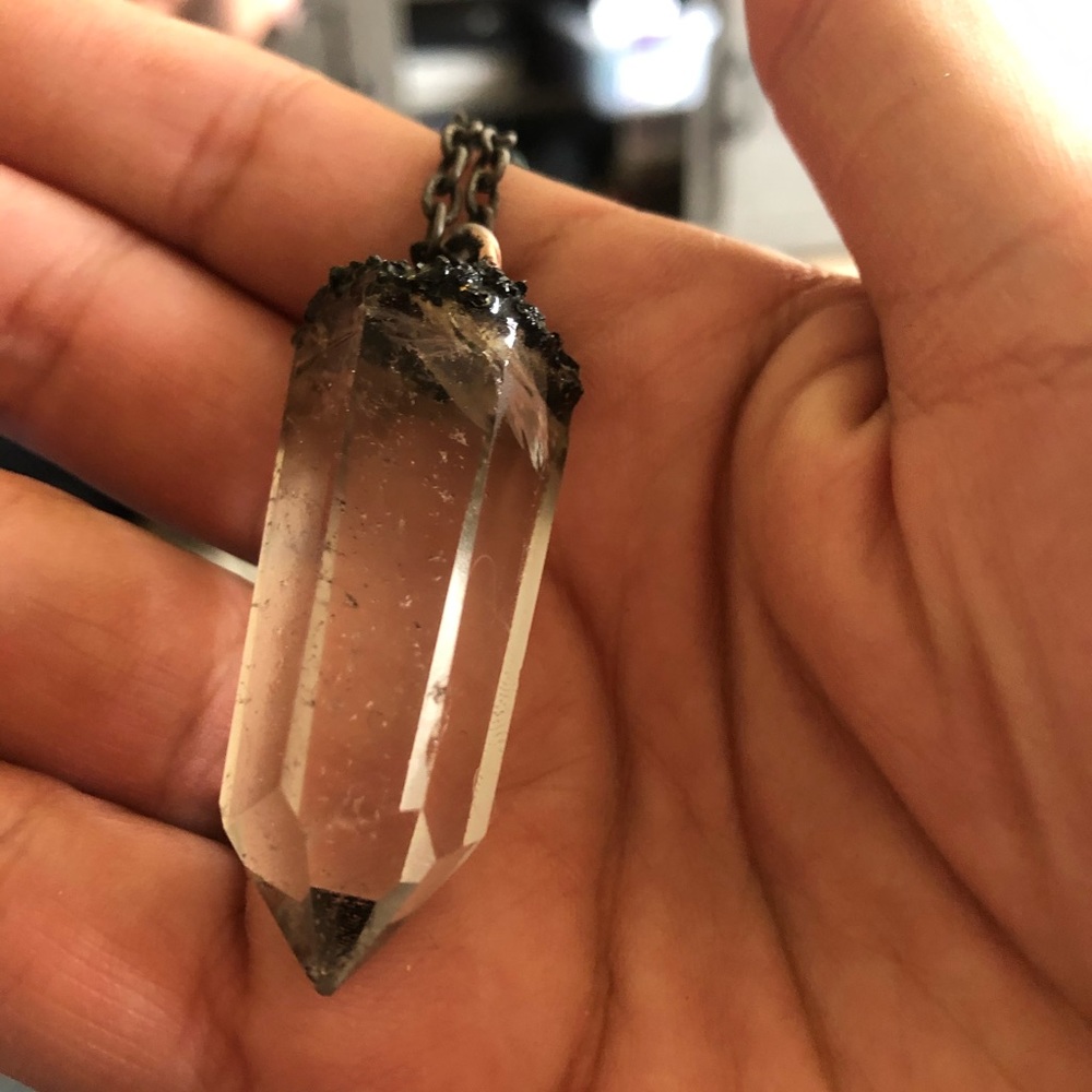 Quartz Crystal necklace with Copper chain.